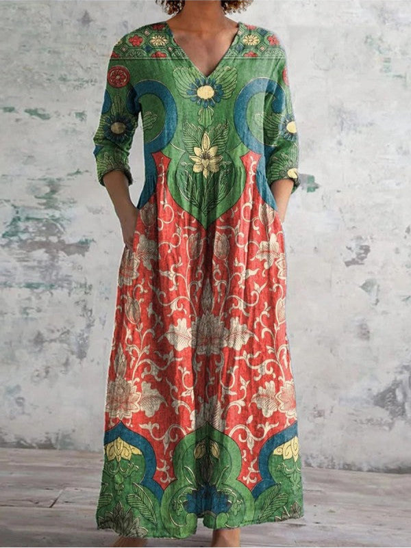 Celeste | Vintage floral print maxi dress