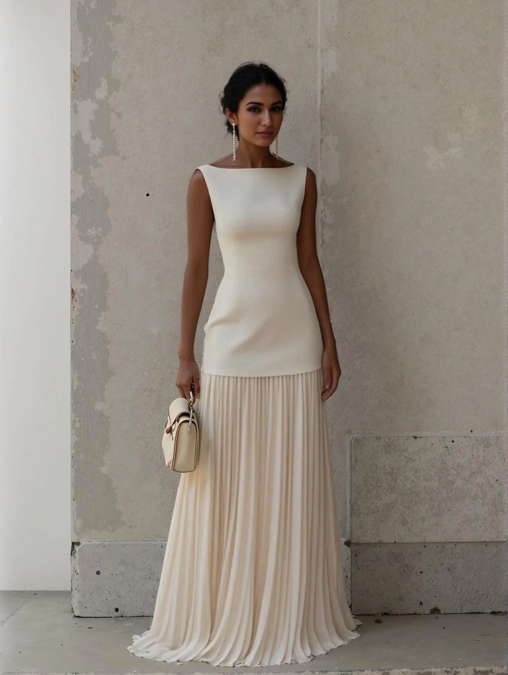 Clara – Sleeveless Pleated Maxi Dress