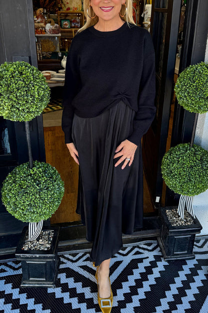 Women Inner Dress + Knitted Pleated Top Casual Suit