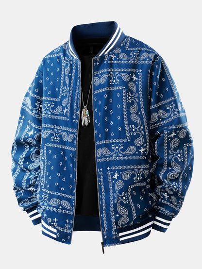 Paisley Print Baseball Jacket