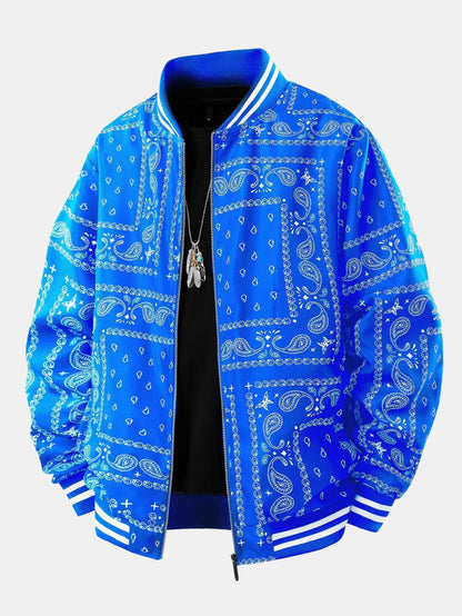 Paisley Print Baseball Jacket