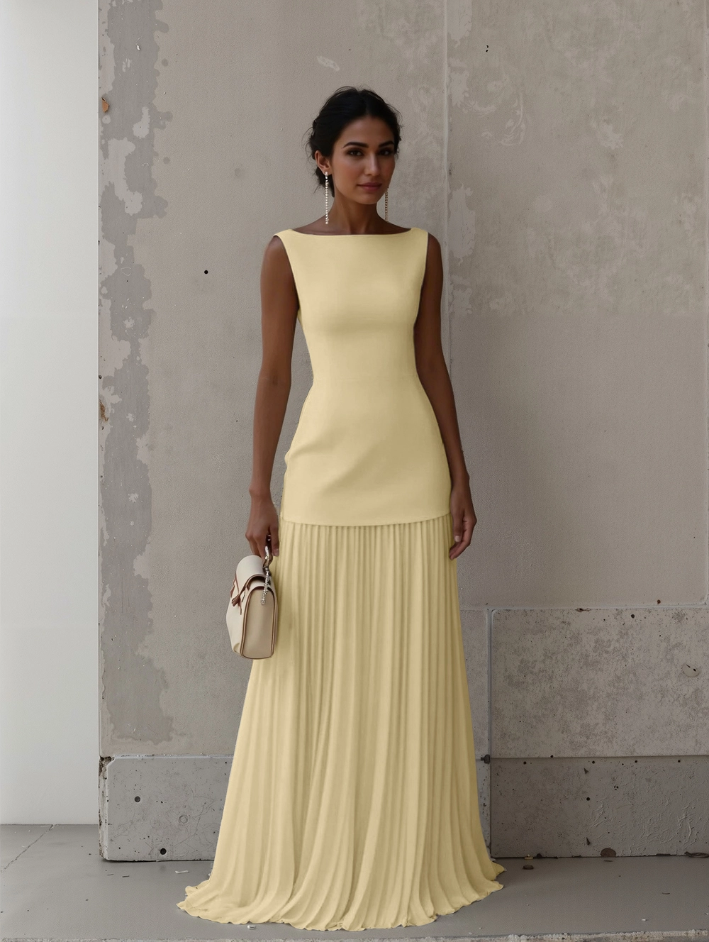 Clara – Sleeveless Pleated Maxi Dress