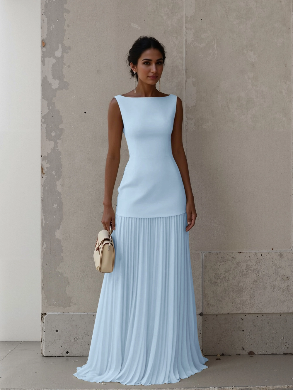 Clara – Sleeveless Pleated Maxi Dress