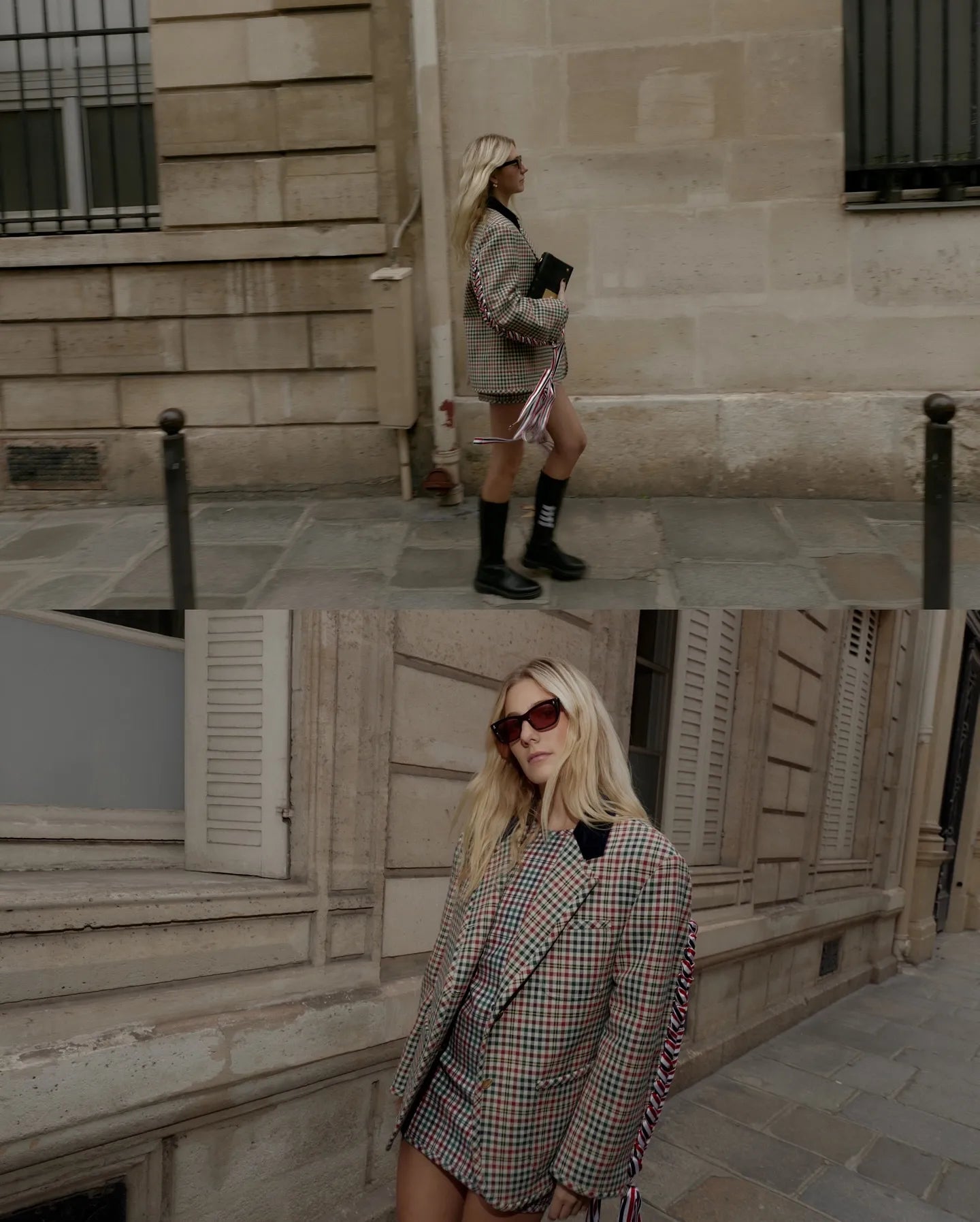 Women's Check Ribbon Blazer