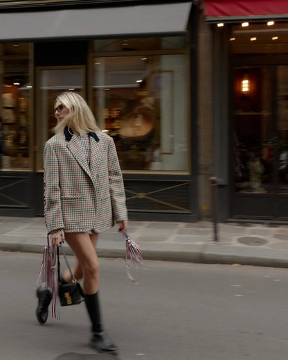 Women's Check Ribbon Blazer