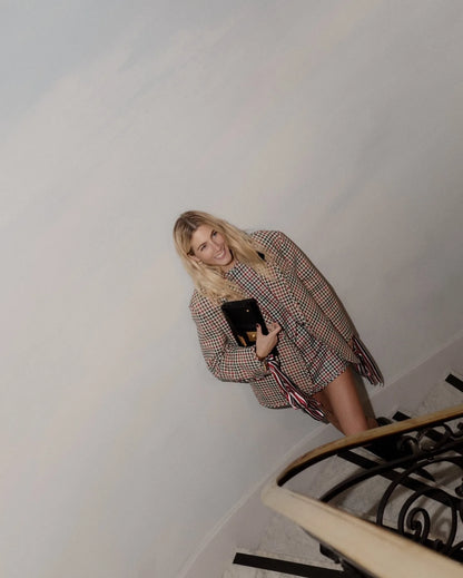 Women's Check Ribbon Blazer