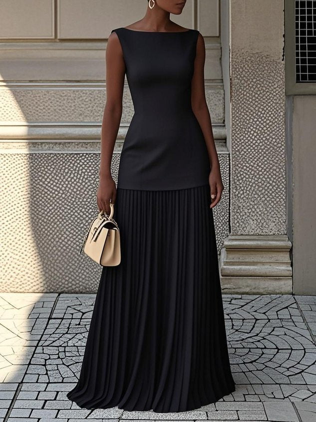 Clara – Sleeveless Pleated Maxi Dress