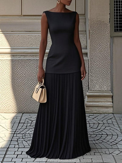 Clara – Sleeveless Pleated Maxi Dress