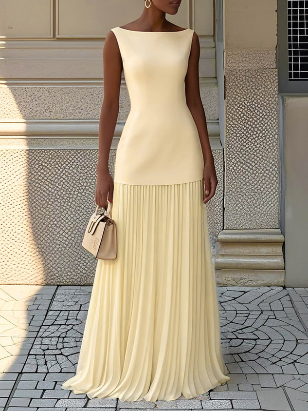 Clara – Sleeveless Pleated Maxi Dress